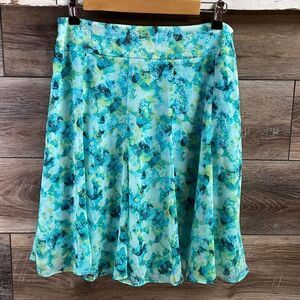 Nue Options Ladies Flowy Skirt A-Line Cottagecore Floral Sz 6 Teal Multicolor